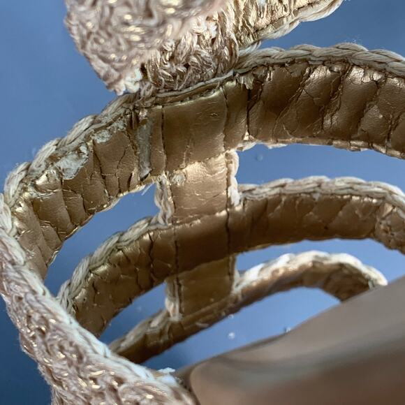 STUART WEITZMAN Size 7 Beige Natural Metallic Espadrille Sandals - Picture 11 of 13